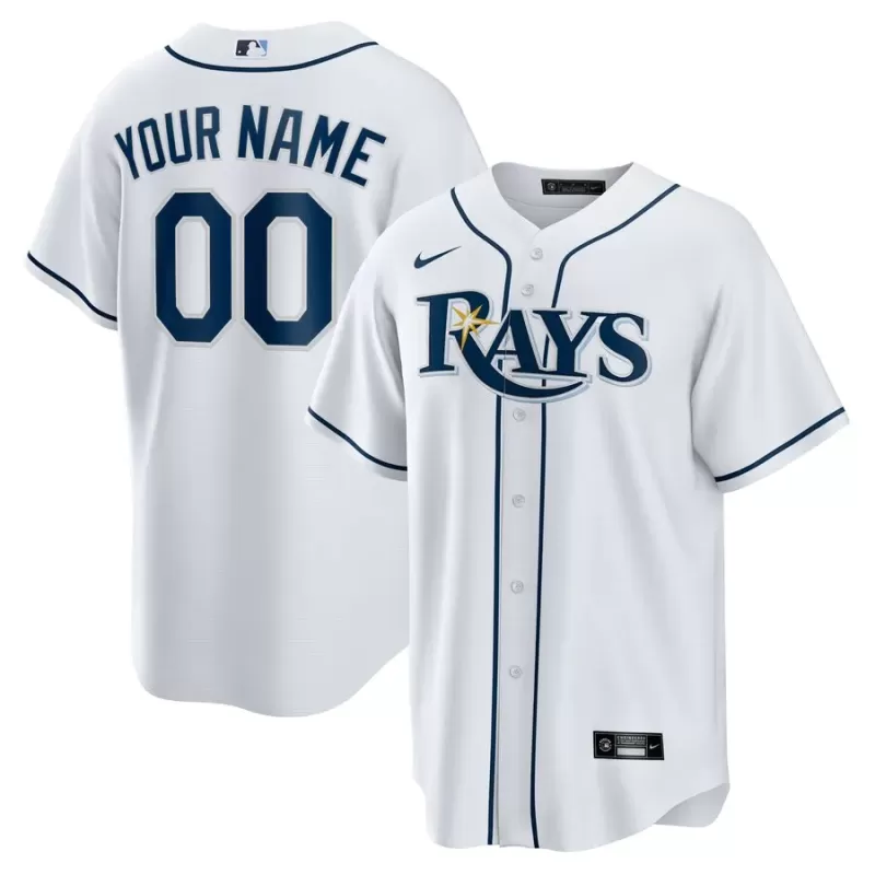 Men's Tampa Bay Rays Nike White Home Replica Custom Jersey Men's Tampa Bay Rays Nike White Home Replica Custom Jersey