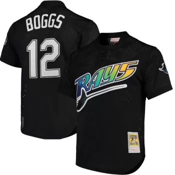 Men's Tampa Bay Rays Wade Boggs Mitchell & Ness Black Cooperstown 1991 Mesh Batting Practice Jersey Men's Tampa Bay Rays Wade Boggs Mitchell & Ness Black Cooperstown 1991 Mesh Batting Practice Jersey