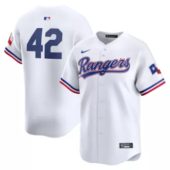 Men's Texas Rangers Nike White 2024 Jackie Robinson Day Home Limited Jersey Men's Texas Rangers Nike White 2024 Jackie Robinson Day Home Limited Jersey