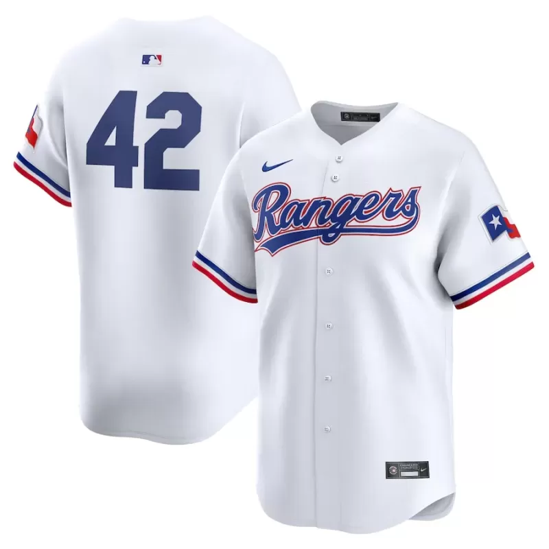 Men's Texas Rangers Nike White 2024 Jackie Robinson Day Home Limited Jersey Men's Texas Rangers Nike White 2024 Jackie Robinson Day Home Limited Jersey