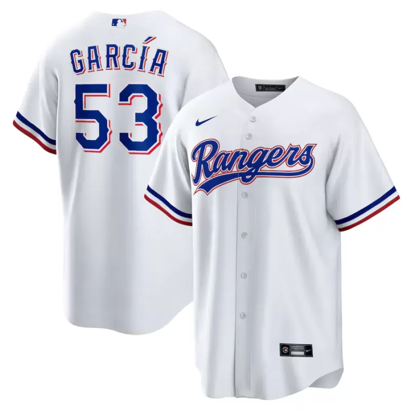 Men's Texas Rangers Adolis García Nike White 2023 World Series Replica Player Jersey Men's Texas Rangers Adolis García Nike White 2023 World Series Replica Player Jersey