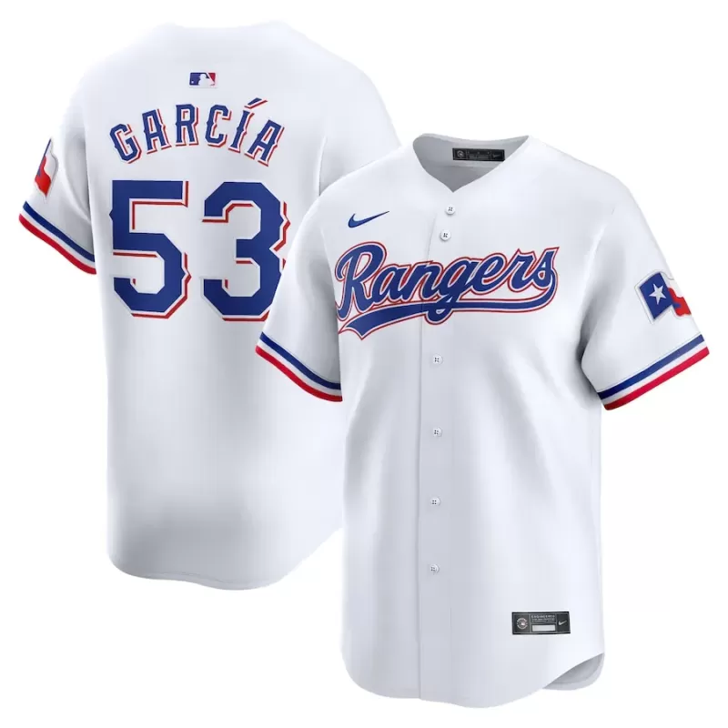 Men's Texas Rangers Adolis García Nike White Home Limited Player Jersey Men's Texas Rangers Adolis García Nike White Home Limited Player Jersey