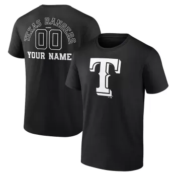 Men's Texas Rangers Black Monochrome Personalized Name & Number T-Shirt Men's Texas Rangers Black Monochrome Personalized Name & Number T-Shirt