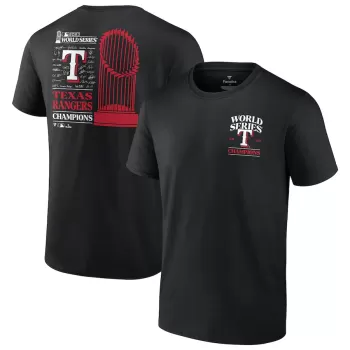 Men's Texas Rangers Fanatics Black 2023 World Series Champions Signature Roster T-Shirt Men's Texas Rangers Fanatics Black 2023 World Series Champions Signature Roster T-Shirt