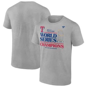 Men's Texas Rangers Fanatics Heather Gray 2023 World Series Champions Locker Room T-Shirt Men's Texas Rangers Fanatics Heather Gray 2023 World Series Champions Locker Room T-Shirt