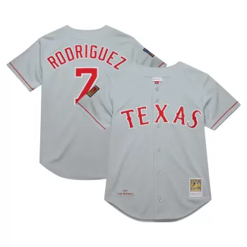 Men's Texas Rangers Ivan Rodriguez Mitchell & Ness Gray 1994 Cooperstown Collection Authentic Dark Jersey Men's Texas Rangers Ivan Rodriguez Mitchell & Ness Gray 1994 Cooperstown Collection Authentic Dark Jersey