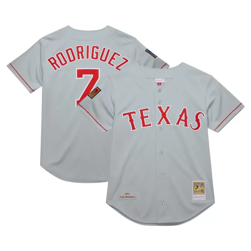Men's Texas Rangers Ivan Rodriguez Mitchell & Ness Gray 1994 Cooperstown Collection Authentic Dark Jersey Men's Texas Rangers Ivan Rodriguez Mitchell & Ness Gray 1994 Cooperstown Collection Authentic Dark Jersey