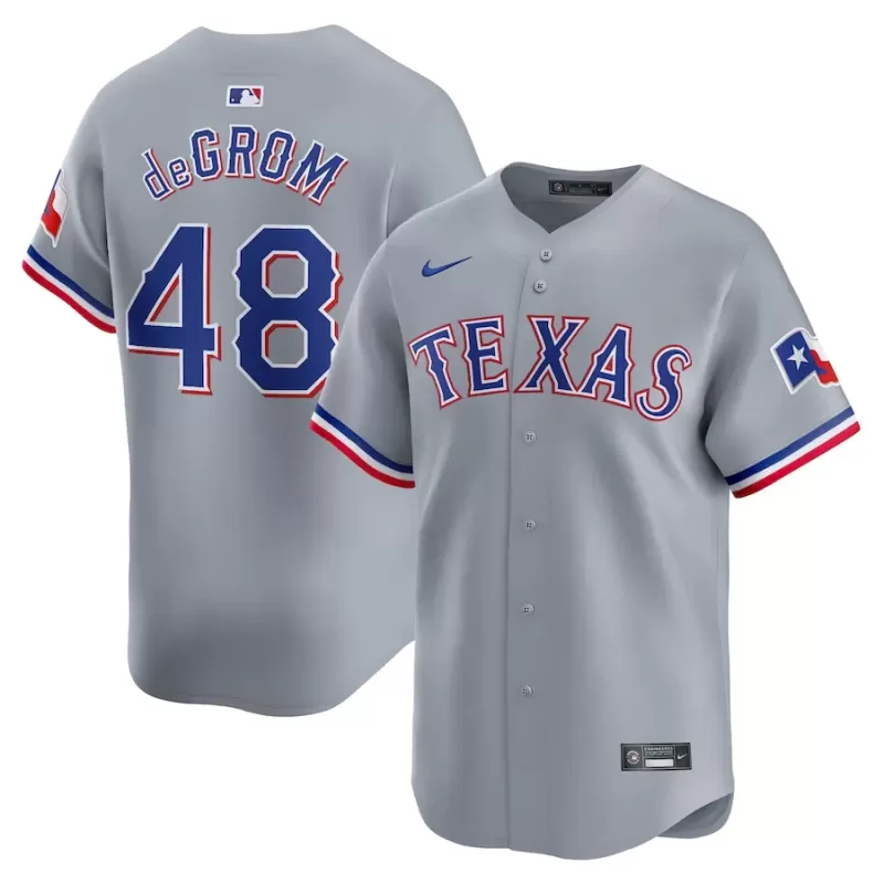 Men's Texas Rangers Jacob deGrom Nike Gray Away Limited Player Jersey Men's Texas Rangers Jacob deGrom Nike Gray Away Limited Player Jersey