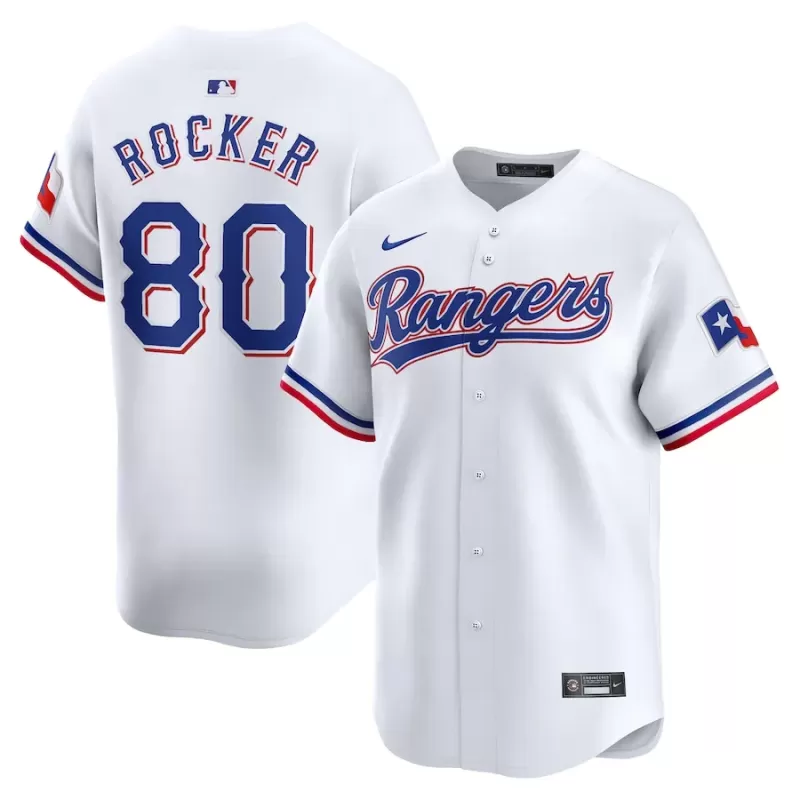 Men's Texas Rangers Kumar Rocker Nike White Home Limited Player Jersey Men's Texas Rangers Kumar Rocker Nike White Home Limited Player Jersey