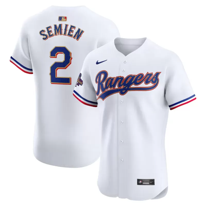 Men's Texas Rangers Marcus Semien Nike White 2024 Gold Collection Elite Player Jersey Men's Texas Rangers Marcus Semien Nike White 2024 Gold Collection Elite Player Jersey