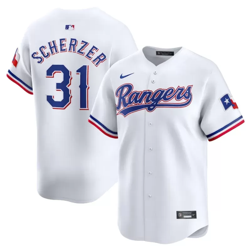 Men's Texas Rangers Max Scherzer Nike White Home Limited Player Jersey