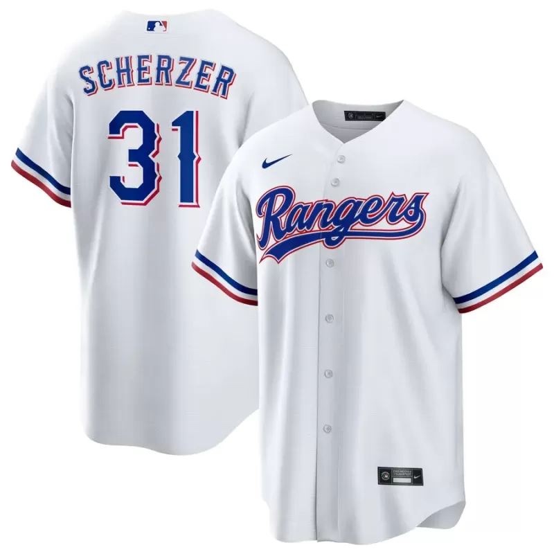 Men's Texas Rangers Max Scherzer Nike White Home Replica Player Jersey Men's Texas Rangers Max Scherzer Nike White Home Replica Player Jersey