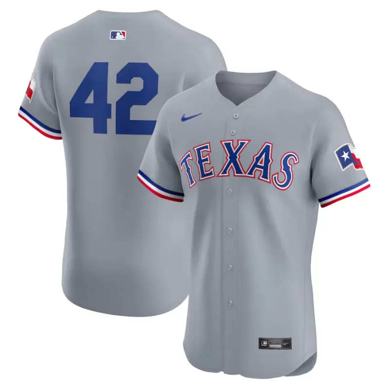 Men's Texas Rangers Nike Gray Road 2024 Jackie Robinson Day Elite Jersey Men's Texas Rangers Nike Gray Road 2024 Jackie Robinson Day Elite Jersey