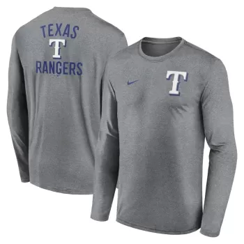 Men's Texas Rangers Nike Heather Charcoal 2-Hit Legend Performance Long Sleeve T-Shirt