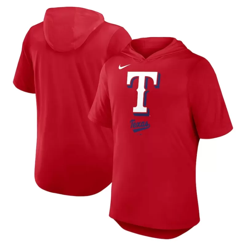 Men's Texas Rangers Nike Red Tri-Blend Hoodie T-Shirt Men's Texas Rangers Nike Red Tri-Blend Hoodie T-Shirt
