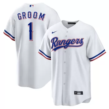 Men's Texas Rangers Nike White #1 Groom Home Replica Jersey