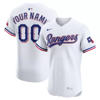 Men's Texas Rangers Nike White Home Elite Sponsor Patch Custom Jersey