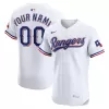 Men's Texas Rangers Nike White Home Elite Sponsor Patch Custom Jersey