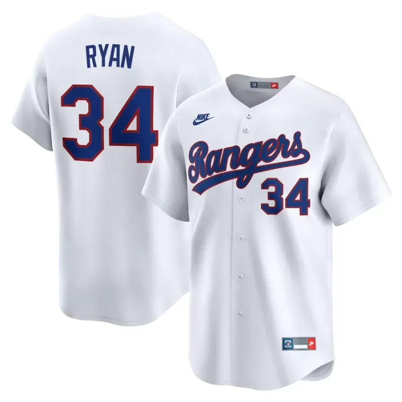 Men's Texas Rangers Nolan Ryan Nike White Throwback Cooperstown Collection Limited Jersey Men's Texas Rangers Nolan Ryan Nike White Throwback Cooperstown Collection Limited Jersey