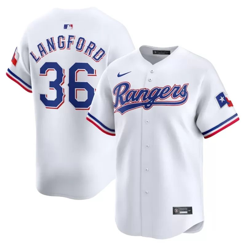 Men's Texas Rangers Wyatt Langford Nike White Home Limited Player Jersey Men's Texas Rangers Wyatt Langford Nike White Home Limited Player Jersey