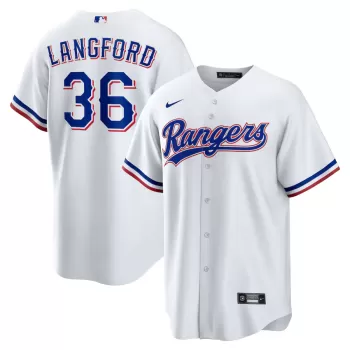 Men's Texas Rangers Wyatt Langford Nike White Home Replica Jersey