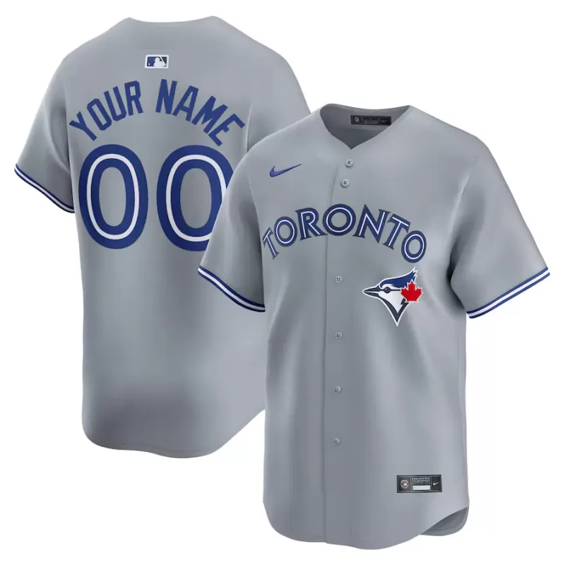 Men's Toronto Blue Jays Nike Gray Away Limited Custom Jersey Men's Toronto Blue Jays Nike Gray Away Limited Custom Jersey