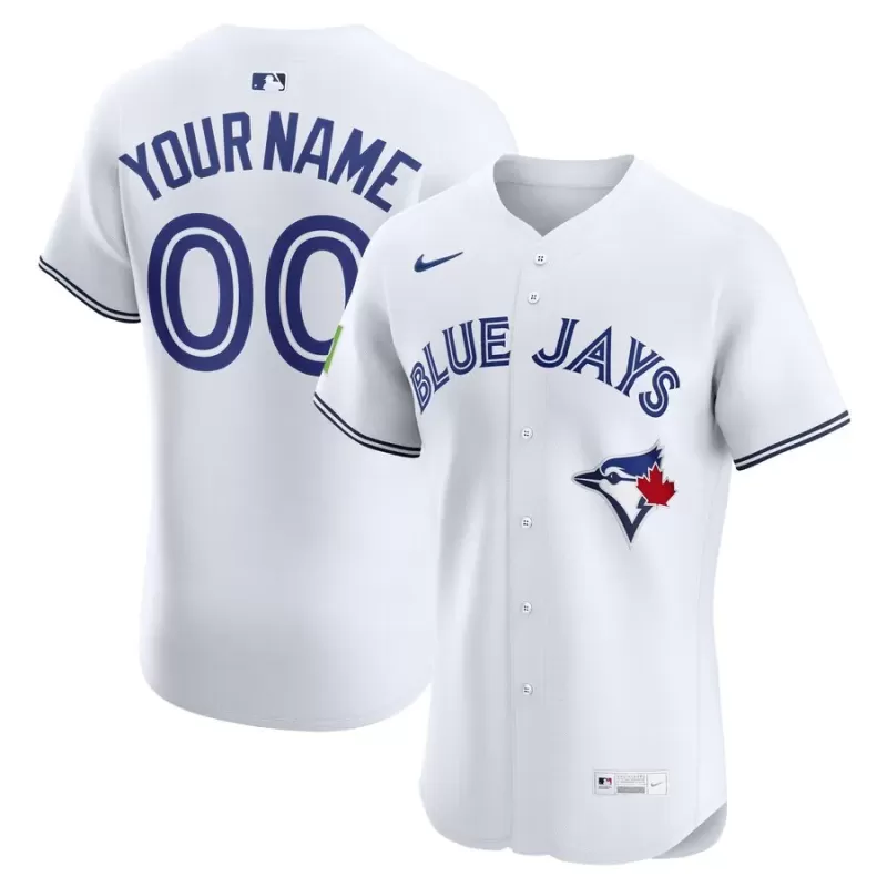 Men's Toronto Blue Jays Nike White Home Elite Sponsor Patch Custom Jersey Men's Toronto Blue Jays Nike White Home Elite Sponsor Patch Custom Jersey