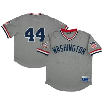 Men's Washington Black Senators #44 Rings & Crwns Gray Mesh Replica V-Neck Jersey