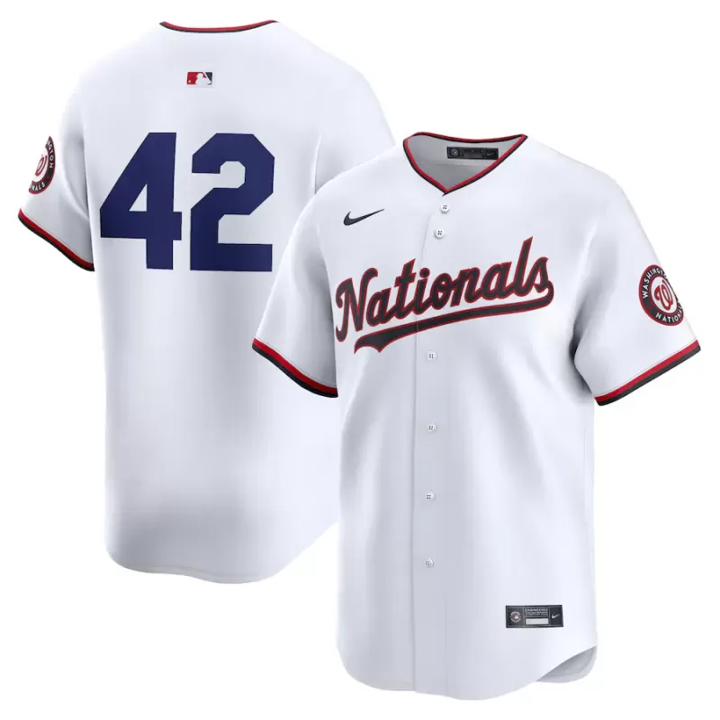 Men's Washington Nationals Nike White 2024 Jackie Robinson Day Home Limited Jersey Men's Washington Nationals Nike White 2024 Jackie Robinson Day Home Limited Jersey