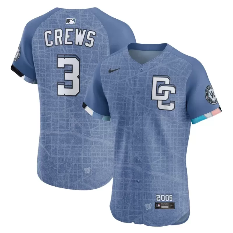Men's Washington Nationals Dylan Crews Nike Blue 2025 City Connect Elite Player Jersey Men's Washington Nationals Dylan Crews Nike Blue 2025 City Connect Elite Player Jersey
