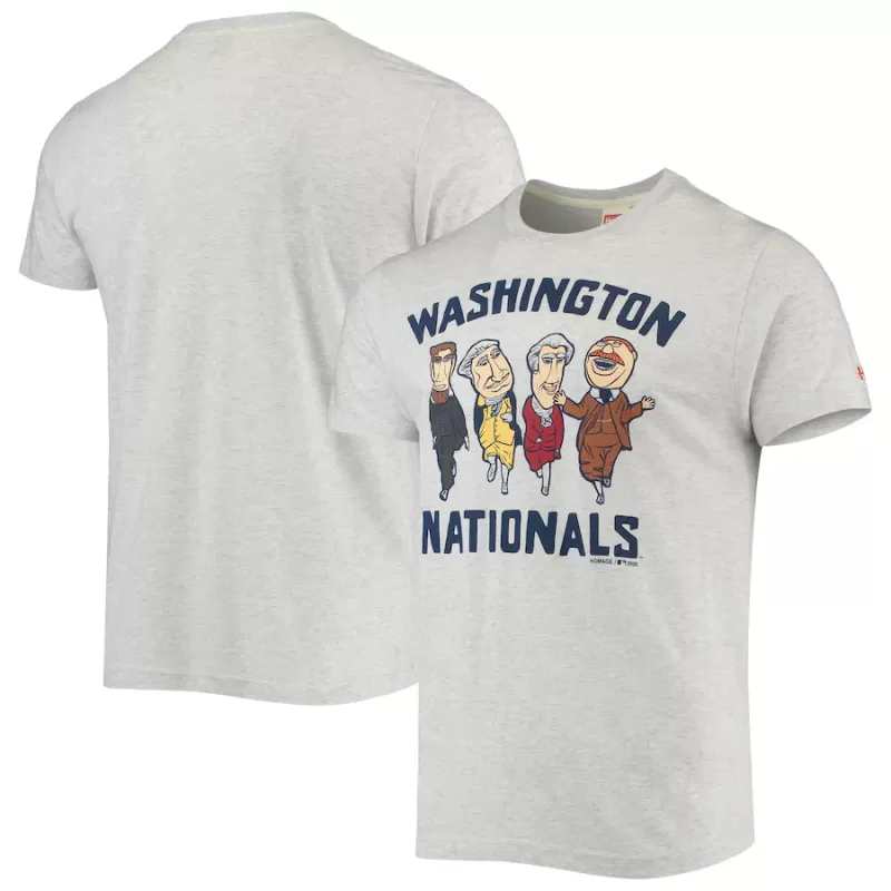 Men's Washington Nationals Homage Heathered Gray Hyper Local Tri-Blend T-Shirt Men's Washington Nationals Homage Heathered Gray Hyper Local Tri-Blend T-Shirt