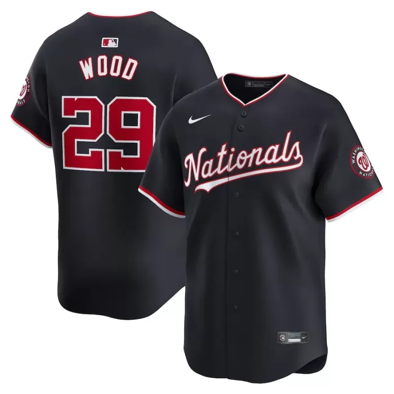 Men's Washington Nationals James Wood Nike Navy Alternate Limited Player Jersey