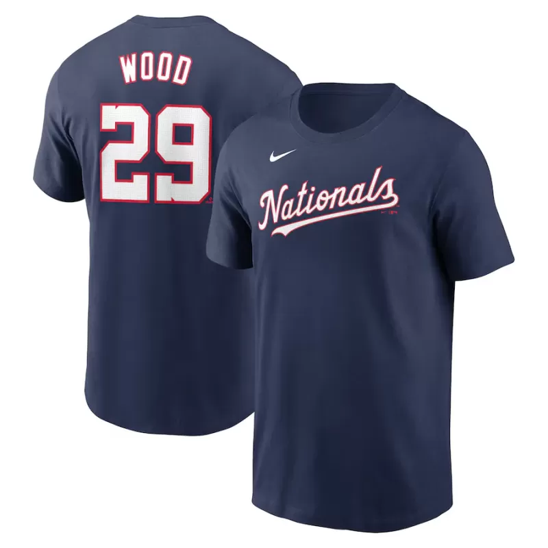Men's Washington Nationals James Wood Nike Navy Fuse Name & Number T-Shirt Men's Washington Nationals James Wood Nike Navy Fuse Name & Number T-Shirt
