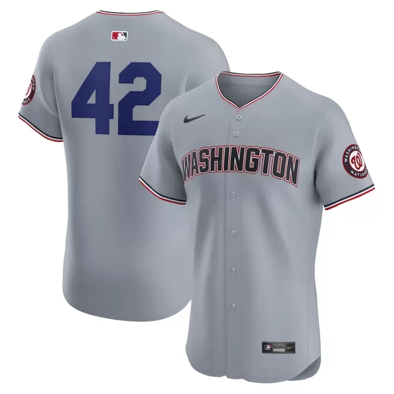 Men's Washington Nationals Nike Gray Road 2024 Jackie Robinson Day Elite Jersey Men's Washington Nationals Nike Gray Road 2024 Jackie Robinson Day Elite Jersey
