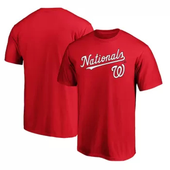 Men's Washington Nationals Red Team Lockup T-Shirt Men's Washington Nationals Red Team Lockup T-Shirt