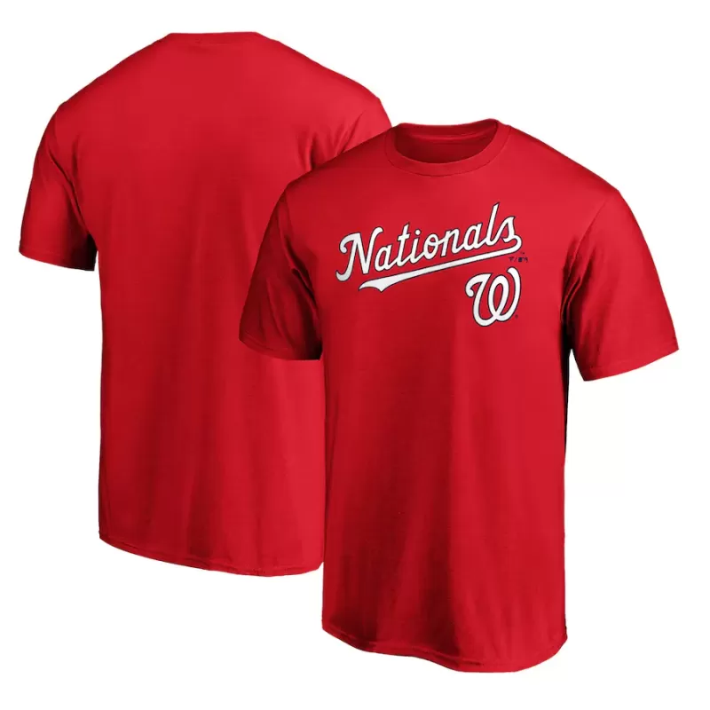 Men's Washington Nationals Red Team Lockup T-Shirt Men's Washington Nationals Red Team Lockup T-Shirt
