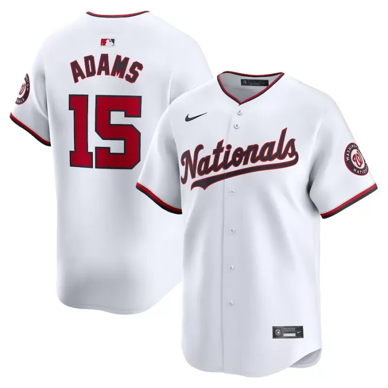 Men's Washington Nationals Riley Adams Nike White Home Limited Player Jersey Men's Washington Nationals Riley Adams Nike White Home Limited Player Jersey