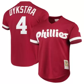 Mitchell & Ness Lenny Dykstra Philadelphia Phillies Cooperstown Collection Mesh Batting Practice Jersey - Scarlet Mitchell & Ness Lenny Dykstra Philadelphia Phillies Cooperstown Collection Mesh Batting Practice Jersey - Scarlet