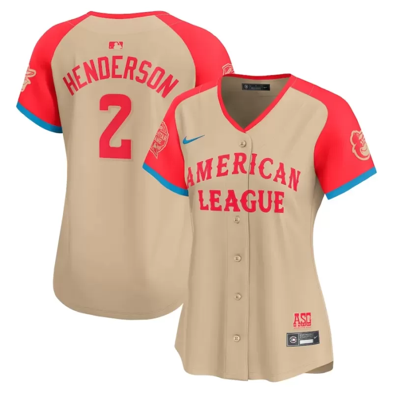 Women's American League Gunnar Henderson Nike Cream 2024 MLB All-Star Game Limited Player Jersey Women's American League Gunnar Henderson Nike Cream 2024 MLB All-Star Game Limited Player Jersey