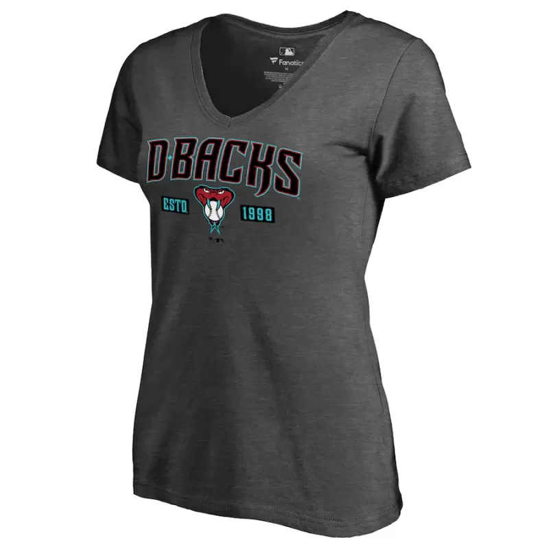 Women's Arizona Diamondbacks Heathered Gray Hometown Collection Snakeskin V-Neck T-Shirt Women's Arizona Diamondbacks Heathered Gray Hometown Collection Snakeskin V-Neck T-Shirt