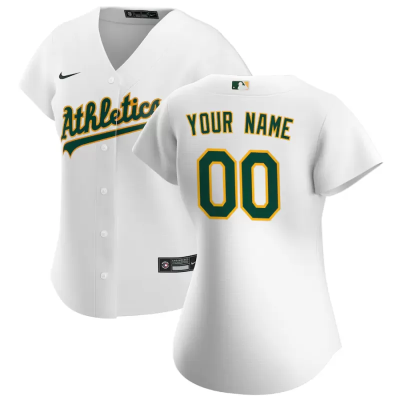 Women's Athletics Nike White Home Replica Custom Jersey Women's Athletics Nike White Home Replica Custom Jersey