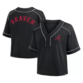 Women's Atlanta Braves Fanatics Black Oversized Champ Game Cropped V-Neck T-Shirt Women's Atlanta Braves Fanatics Black Oversized Champ Game Cropped V-Neck T-Shirt