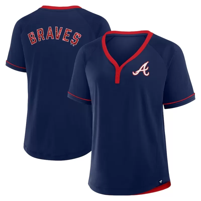 Women's Atlanta Braves Fanatics Navy League Diva Star Raglan V-Neck T-Shirt Women's Atlanta Braves Fanatics Navy League Diva Star Raglan V-Neck T-Shirt