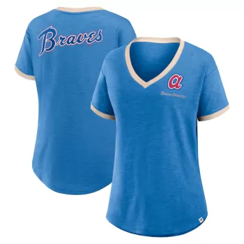 Women's Atlanta Braves Fanatics Royal Binge Worthy Stadium Slub V-Neck T-Shirt Women's Atlanta Braves Fanatics Royal Binge Worthy Stadium Slub V-Neck T-Shirt