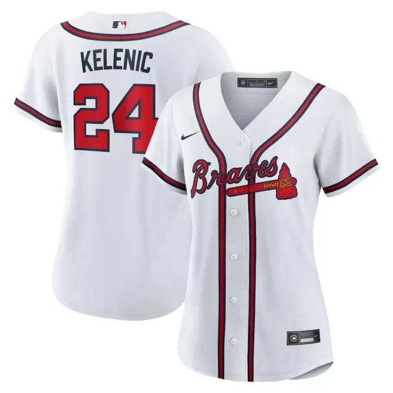 Women's Atlanta Braves Jarred Kelenic Nike White Home Replica Jersey Women's Atlanta Braves Jarred Kelenic Nike White Home Replica Jersey