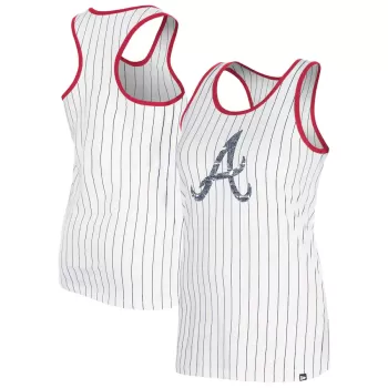 Women's Atlanta Braves New Era White Gameday Pinstripe Tank Top Women's Atlanta Braves New Era White Gameday Pinstripe Tank Top
