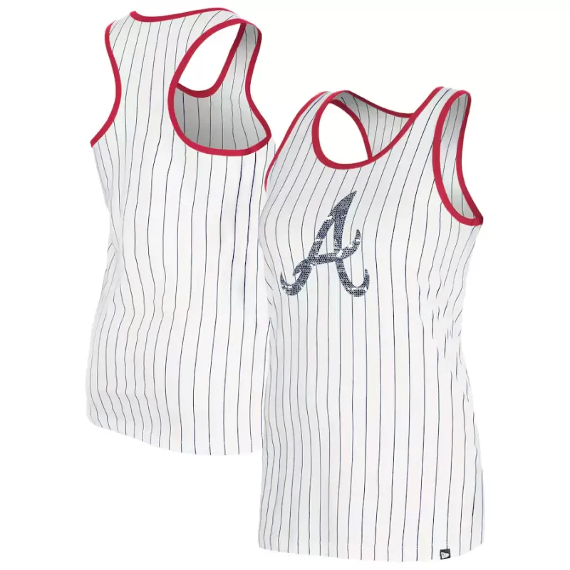 Women's Atlanta Braves New Era White Gameday Pinstripe Tank Top Women's Atlanta Braves New Era White Gameday Pinstripe Tank Top