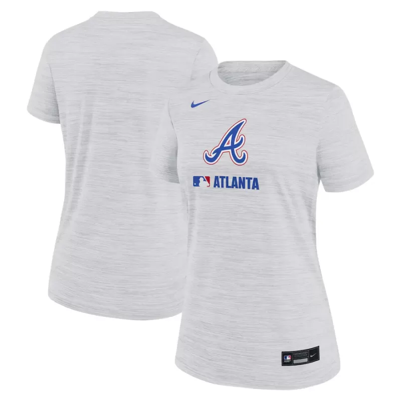Women's Atlanta Braves Nike Ash Authentic Collection City Connect Velocity Performance T-Shirt Women's Atlanta Braves Nike Ash Authentic Collection City Connect Velocity Performance T-Shirt