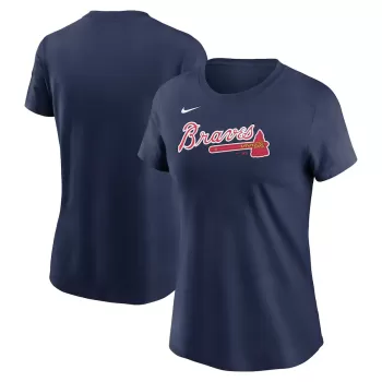 Women's Atlanta Braves Nike Navy Fuse Wordmark T-Shirt Women's Atlanta Braves Nike Navy Fuse Wordmark T-Shirt