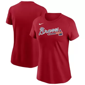 Women's Atlanta Braves Nike Red Wordmark T-Shirt Women's Atlanta Braves Nike Red Wordmark T-Shirt
